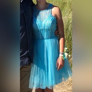 Stunning Blue Sleeveless Prom Dress